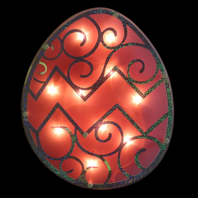 12" Lighted Pink Easter Egg Window Silhouette Decoration