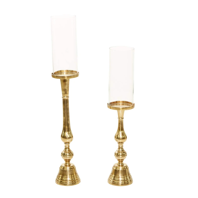 Gold Aluminum Traditional Candle Holder Set