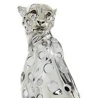 16" Silver Glam Leopard Sculpture