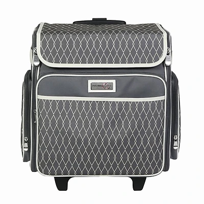 Everything Mary Gray & White Diamond Rolling Scrapbook Travel Case