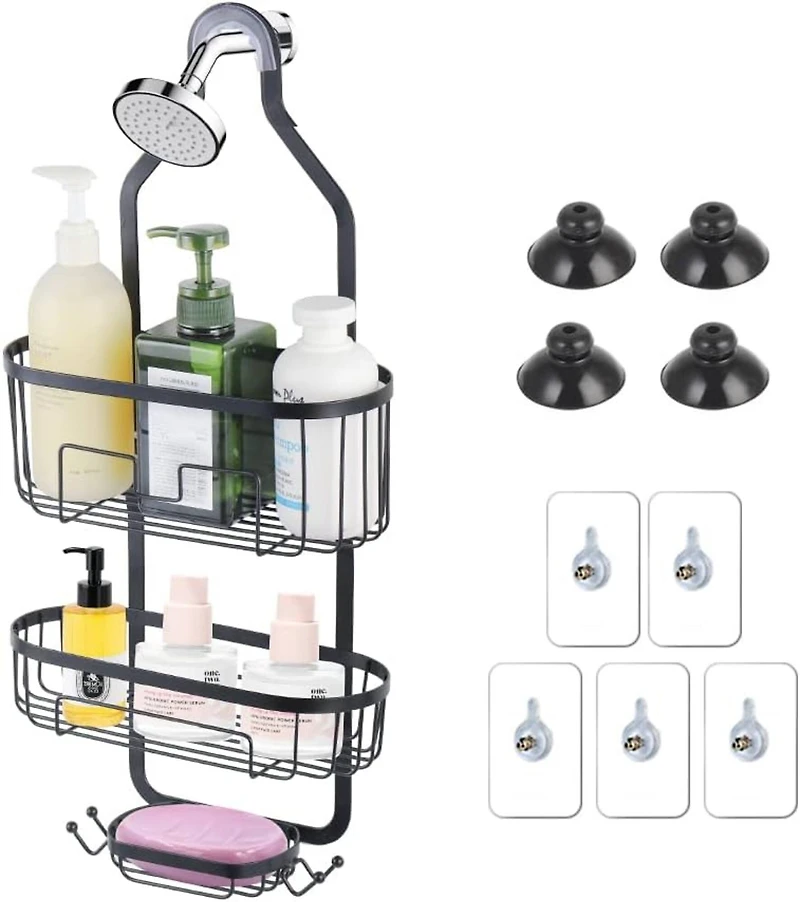NEX™ 24.8" Black Over the Shower Caddy