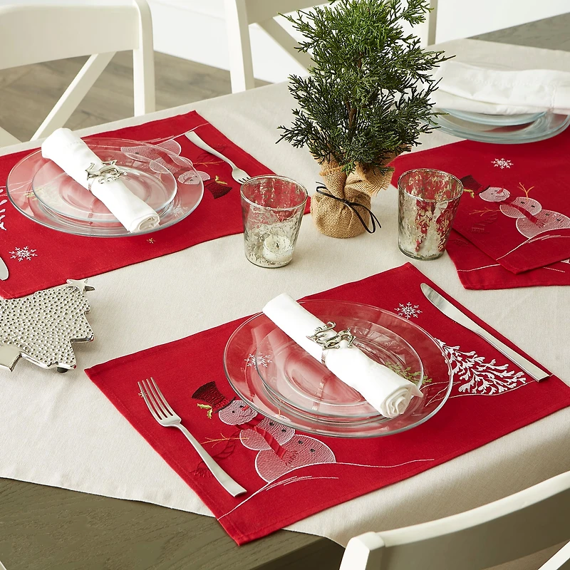 DII® Embroidered Snowman Placemats, 4ct.