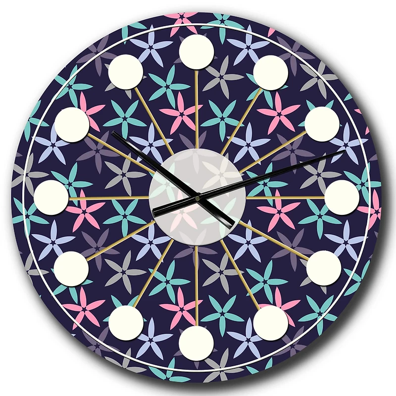 Designart 'Retro Abstract Flower Design V Mid-Century Modern Wall Clock
