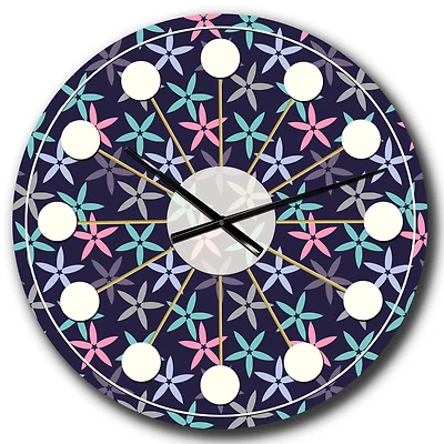 Designart 'Retro Abstract Flower Design V Mid-Century Modern Wall Clock