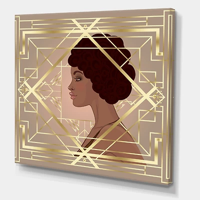 Designart - Retro Women In Golden Art Deco Geometrics II
