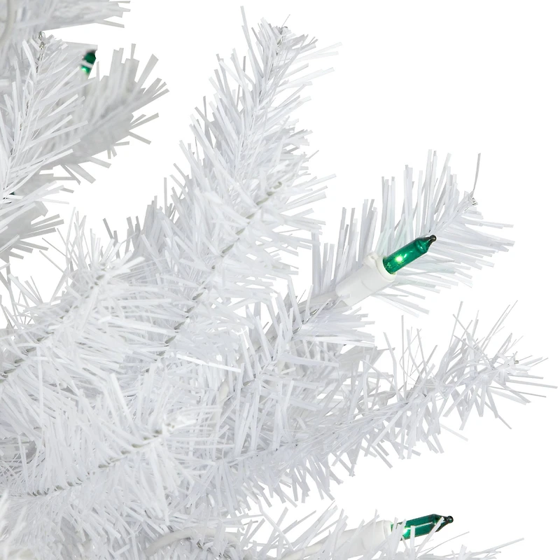 6.5ft. Pre-Lit Slim Geneva White Spruce Artificial Christmas Tree, Green Lights