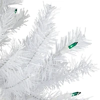 6.5ft. Pre-Lit Slim Geneva White Spruce Artificial Christmas Tree, Green Lights