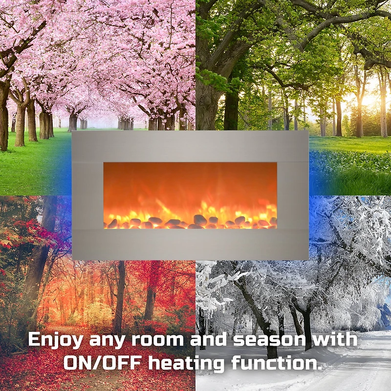 Hastings Home 31" Silver LED Backlit Fireplace