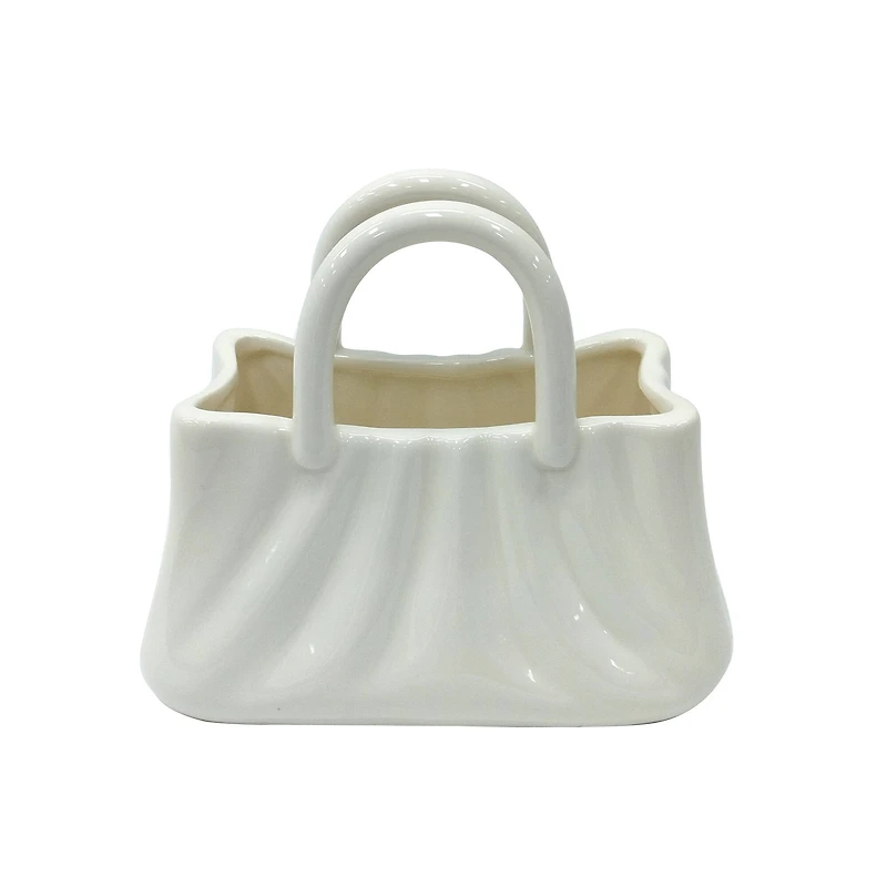White Handbag Ceramic Vase by Ashland®