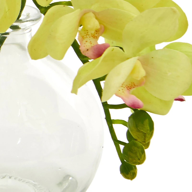 9" Orchid Arrangement in Glass Vase Set