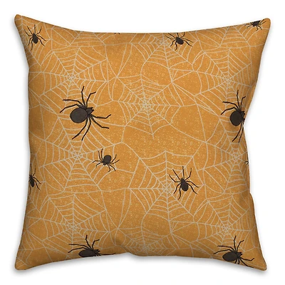 Orange Spider Web Pattern Throw Pillow