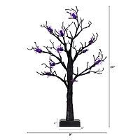 2ft. Pre-Lit Artificial Halloween Spider Twig Tree with 24 Purple LED Lights