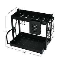 Household Essentials 12" Black Metal 2-Tier Countertop Caddy