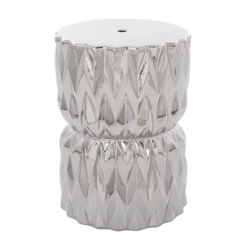 Silver Ceramic Modern Accent Table, 18" x 13" x 13"