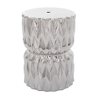 Silver Ceramic Modern Accent Table, 18" x 13" x 13"