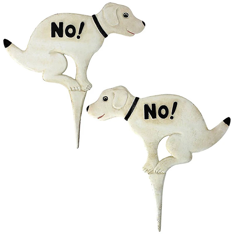 Design Toscano 13" No Pausing Pooch Dog Lawn Stake Signs, 2ct.