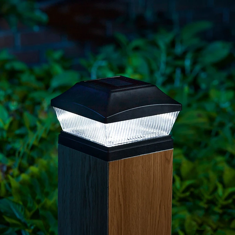 Glitzhome® 7" Black Solar Powered LED Fence Post Cap Lights, 4ct.