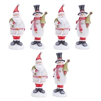 Glittered Sweater Santa & Snowman Figurines, Set of 2