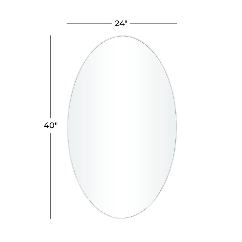 White Contemporary Wall Mirror, 24" x 1" x 40"