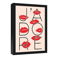 J'adore Lips Canvas Wall Art in Black Frame