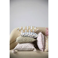 Hello Honey® 20" Embroidered Dots & Tassels Cotton Slub Square Pillow