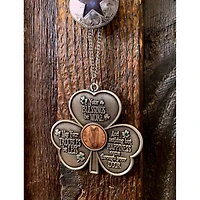 Shamrock Irish Penny House Blessing With Emerald Green Glass Stones