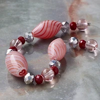 Red Lampwork Glass Stripe Oval Beads by Bead Landing™