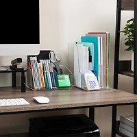 Mind Reader Vertical File Storage, Desktop Organizer, Magazine Holder, Office, Acrylic, Clear