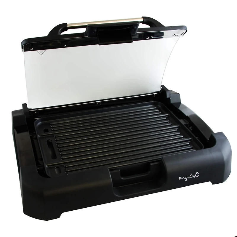 Megachef Reversible Indoor Grill & Griddle With Removable Glass Lid