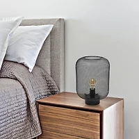 Simple Designs 12" Metal Mesh Industrial Table Lamp