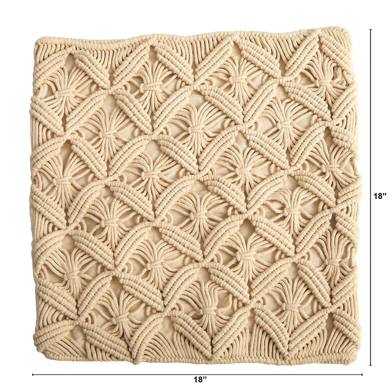 18" Bohemian Diamond Woven Macramé Pillow Cover