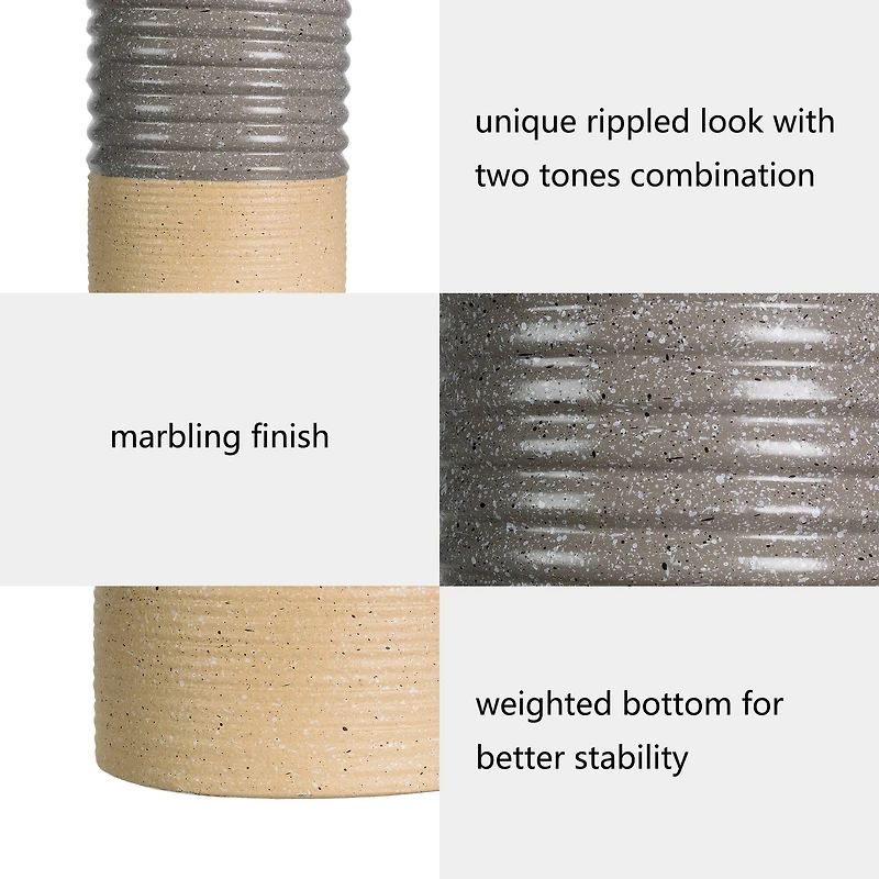 Glitzhome® Two-Tone Gray & Brown Metal Farmhouse Vase Set