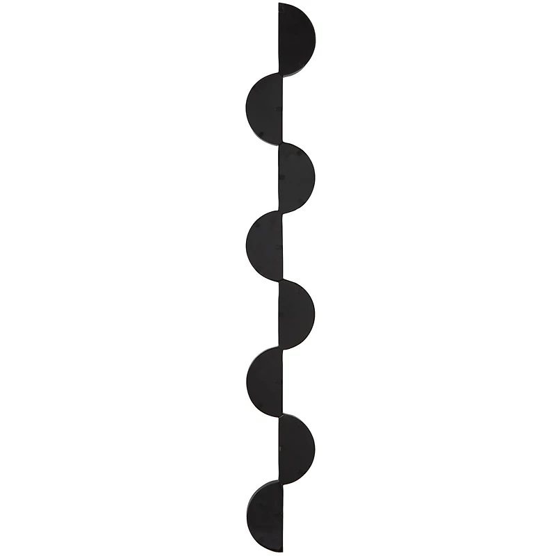 Black Wood Slim Stacked Chain 8 Layer Wall Mirror with Half Moon Pattern 7" x 1" x 59"