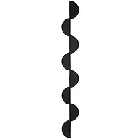 Black Wood Slim Stacked Chain 8 Layer Wall Mirror with Half Moon Pattern 7" x 1" x 59"