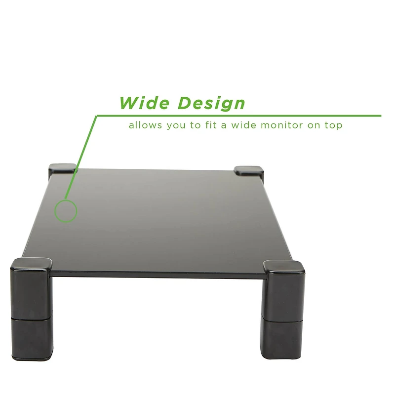 Mind Reader Black 4 Leg Glass Desktop Monitor Stand