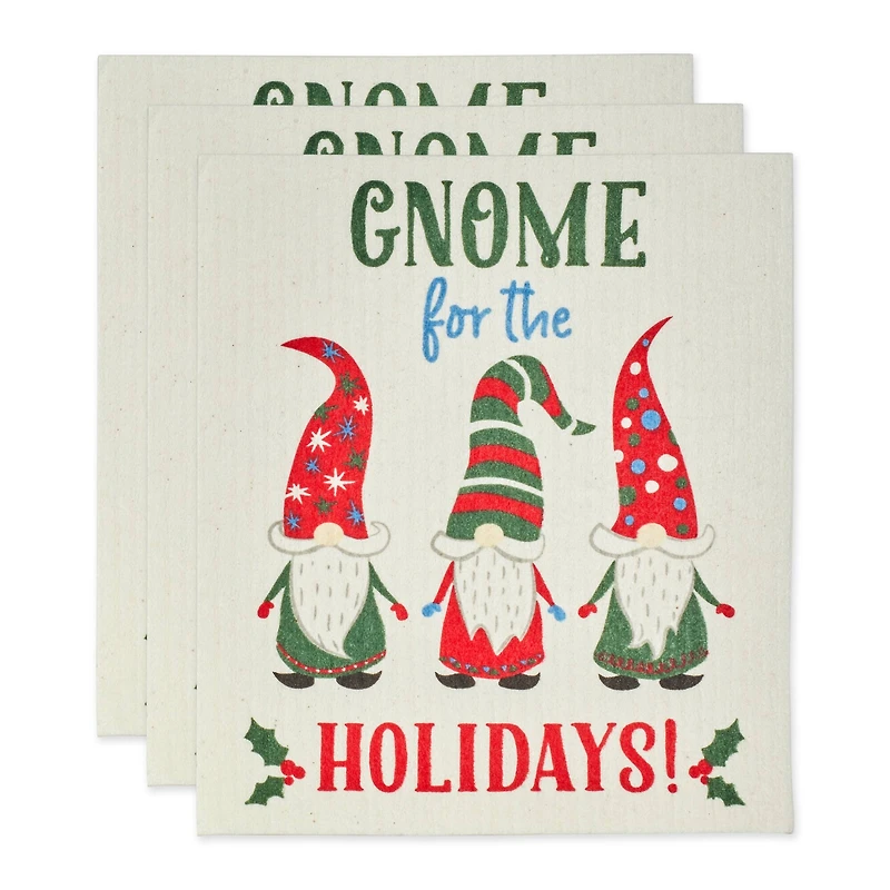 DII® Gnome Holidays Swedish Dishcloth Set, 3ct.
