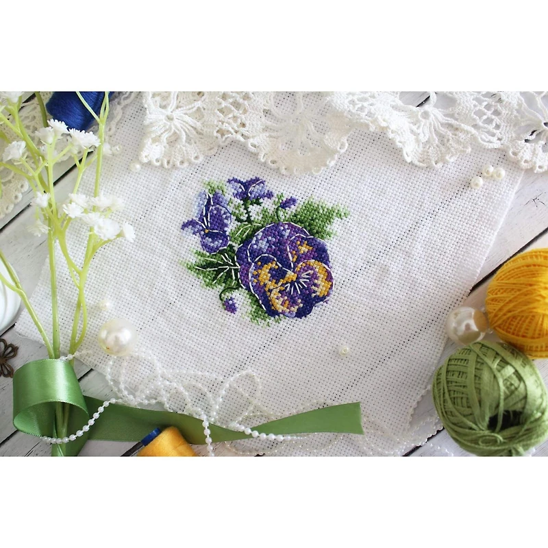MP Studia Pansies Counted Cross Stitch Kit