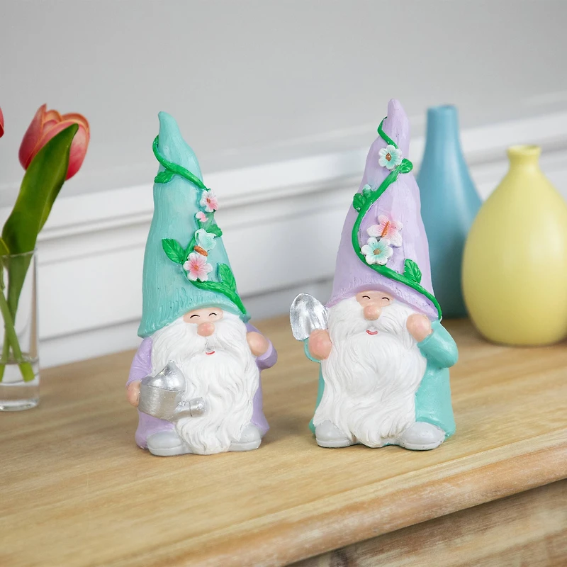 7.75" Happy Gardening Gnome with Watering Can Outdoor Garden Statue