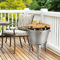 Glitzhome® 26" Galvanized Beverage Tub Accent Table