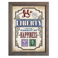 Life, Liberty And The Pursuit Of Happiness Thomas Jefferson Coin And Stamp Frame