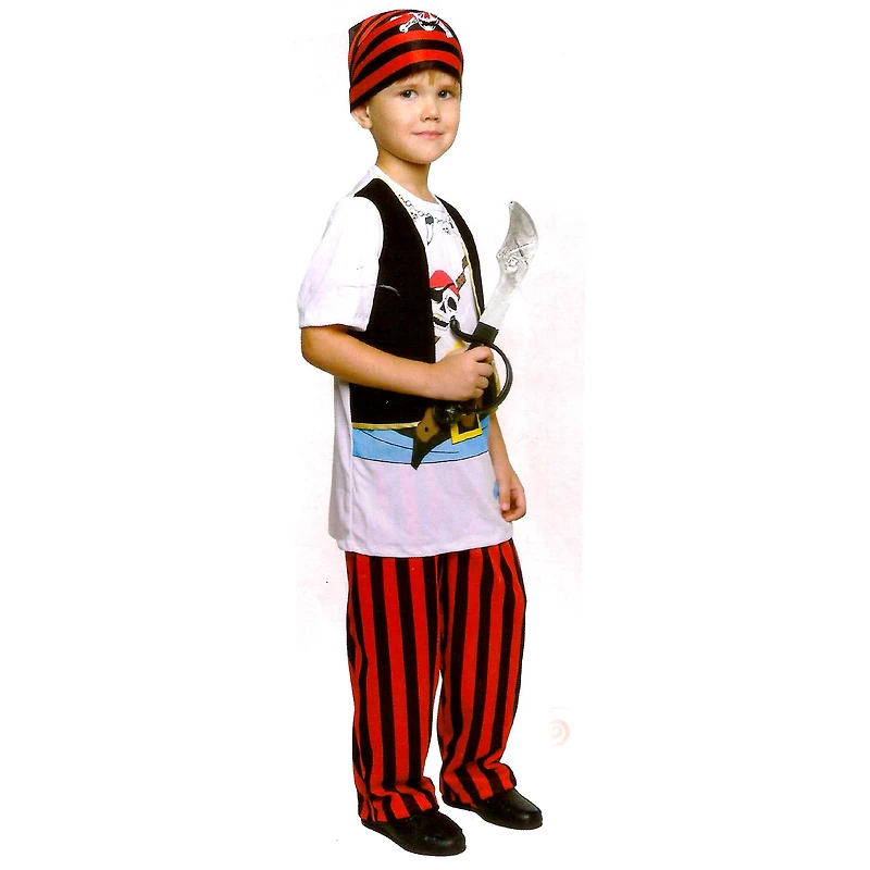 White & Red Pirate Boy's Costume