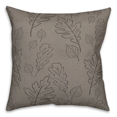 Gray Large Leaf Pattern Throw Pillow