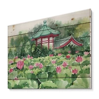 Designart - Lotus Lake and Pagoda