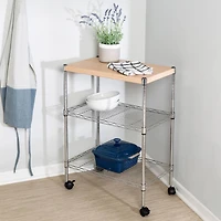Honey Can Do Chrome/Wood Mini 3 Tier Dining Cart