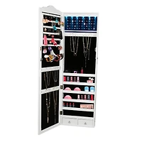 Mind Reader White Wall Mounted Full Length Mirror Jewelry Organizer