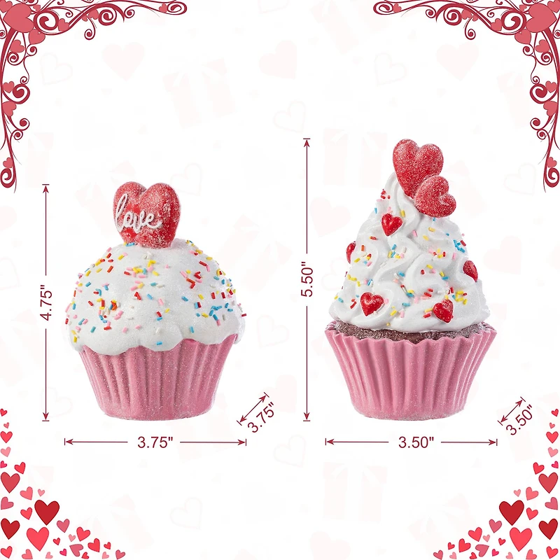 Glitzhome® Valentine's Resin Cupcakes Table Decor Set