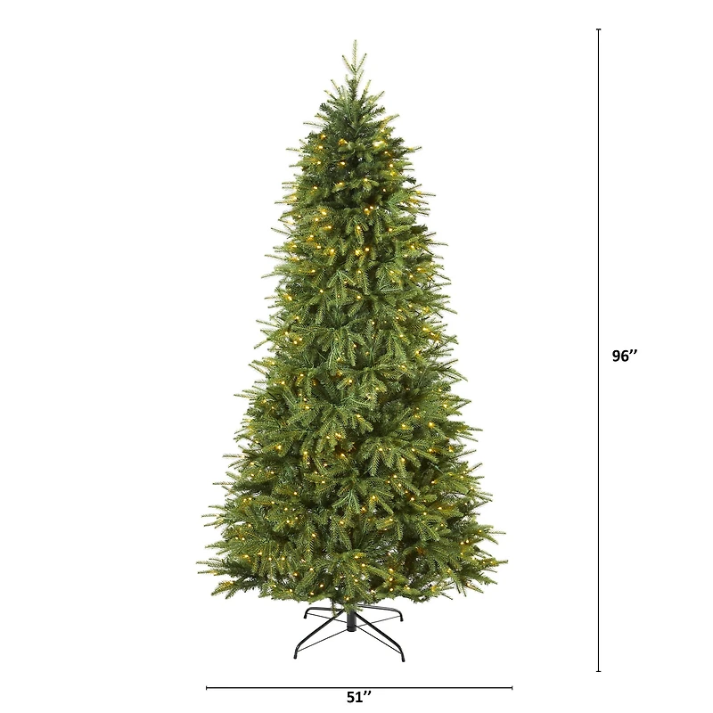8ft. Pre-Lit Vancouver Fir Natural Look Artificial Christmas Tree with Clear LED Lights