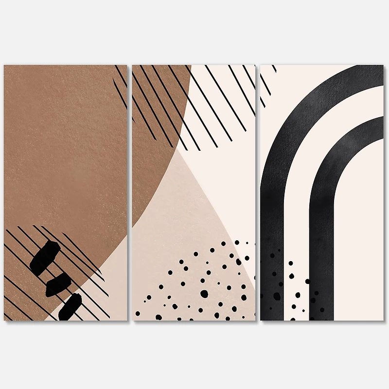 Designart - Abstract Shapes in Terracotta and Ivory Shapes I