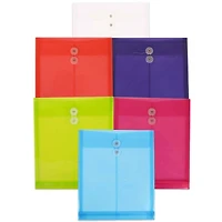 JAM Paper Assorted Plastic Button & String Closure 9.75" x 11.75" Envelopes, 6ct.