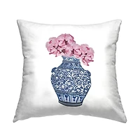 Stupell Industries Blooming Flower Bouquet Ornate Pattern Vase Throw Pillow, 18" x 18"